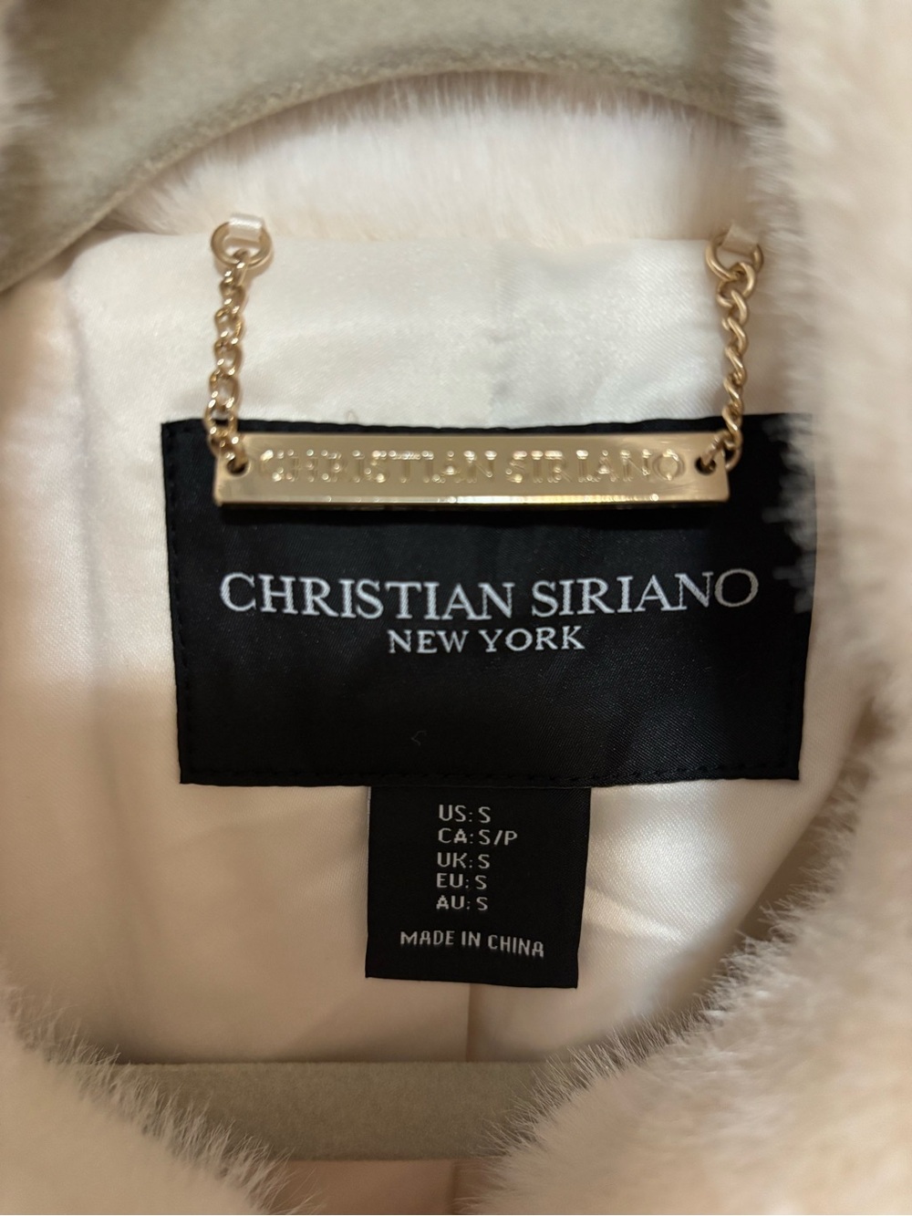 Christian Siriano Faux Fur Zip Front Jacket in Cream - Picture 9 of 10